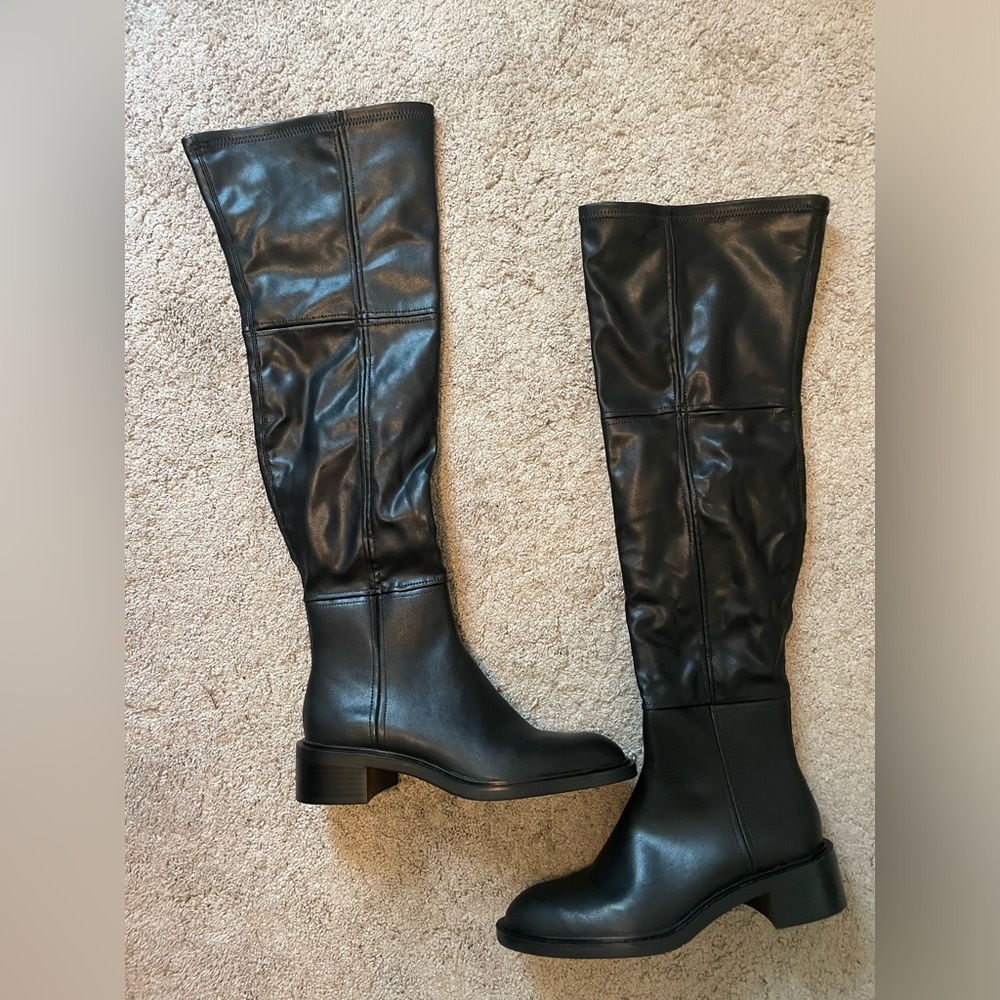 Zara Black Knee-High Boots
